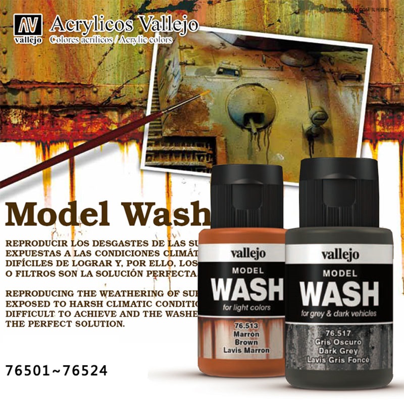 Tamiya Model Paint Set - Vallejo 35ml Model Wash Roztwór do
